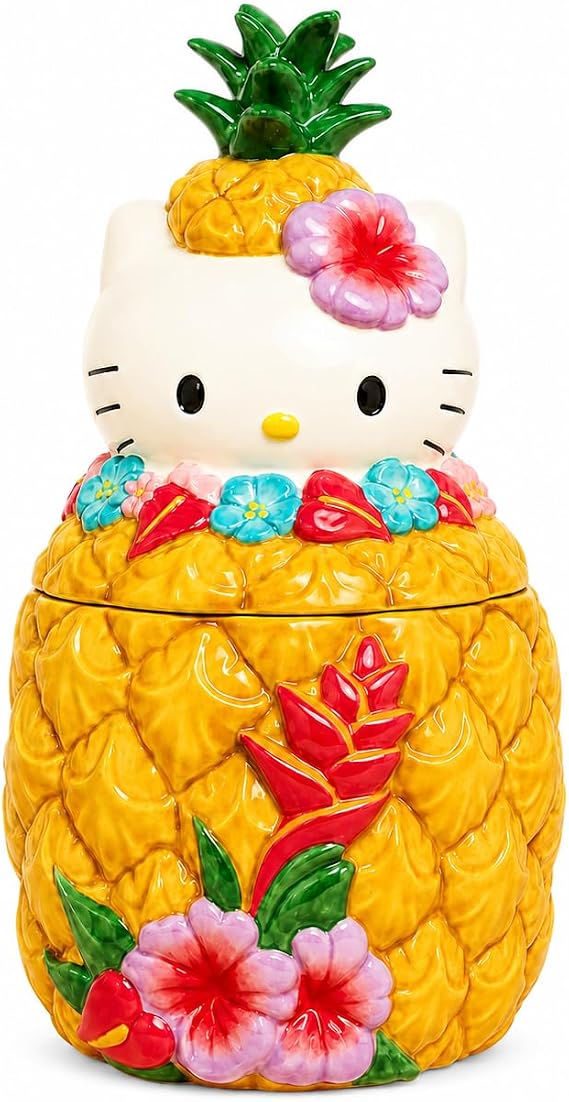 Blue Sky Clayworks Hello Kitty Pineapple Cookie Jar, 11-inch Height, Kitchen Accessories