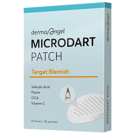 Microdart Acne Patches for Deep Blemishes - 18 Pimple Patches - Hydrocolloid Pimple Patch with Salicylic Acid, Azelaic Acid, CICA & Vitamin C - Targets Stubborn Blemishes Dark Spots & Cystic Acne