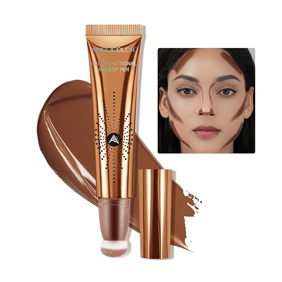 Anglicolor Contour Stick With Cushion Applicator, Liquid Wand, Cream Smooth, Bronzer Stick Lightweight for Face, Vegan & Cruelty-Free (02#Fair/Medium, 12ML)