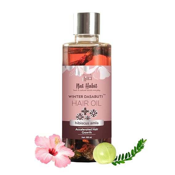 Nat Habit Hibiscus Amla Hair Oil For Men & Women, Promotes Hair Growth & Thickness, Suitable For All Hair Types, Free From Paraffin, Mineral Oil, Preservatives & Chemicals, 100ml