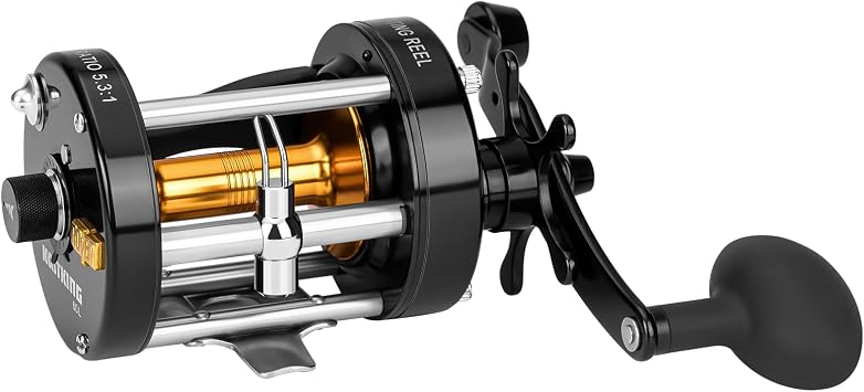 KastKing Rover Round Baitcasting Fishing Reel, Perfect Conventional Reel for Catfish, SalmonSteelhead, Striper Bass and Inshore Saltwater Fishing Reel, Reinforced Metal Body