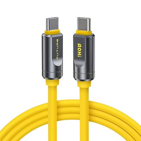AOHI USB4 2.0 Cable 6.6ft with 240W PD3.1 Fast Charging, 80Gbps Data Transfer, Dual 8K/Triple 4K Display, The Future Adonis USB C Cable for MacBook Pro/Air, iPhone 17 Pro Max, SSD, Docking, Yellow