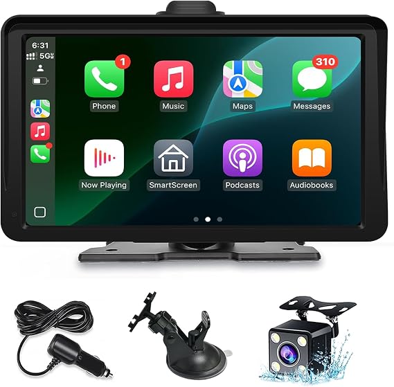 Apple Carplay Screen for Car, 7" HD Portable Wireless Apple Carplay