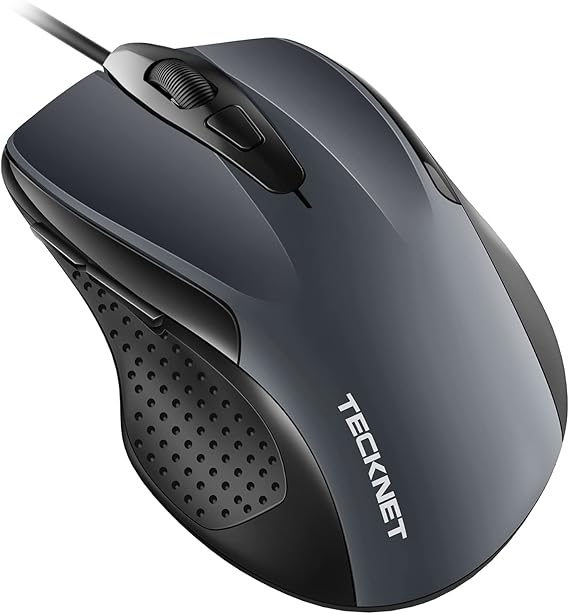 TECKNET USB Wired Mouse,6400 DPI Optical,6-Button Ergonomic Computer Mouse | 4 Adjustable DPI for precision, 6 programmable buttons, Ergonomic grip, Plug & play for PC, Mac, Chromebook