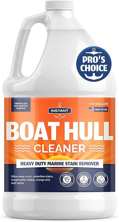 Instant Boat Hull Cleaner - Marine Grade, Easy to Use Boat Cleaner, Removes Stains, Water Lines, Yellowing & Rust, Safe for Use on Fiberglass, Plastic, Painted Hull Surfaces - Made in USA, 1 Gallon