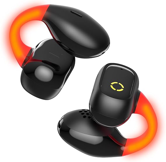 Wireless Open Ear Earbuds Sports Clip-On Headphones with Night Flash Lights
