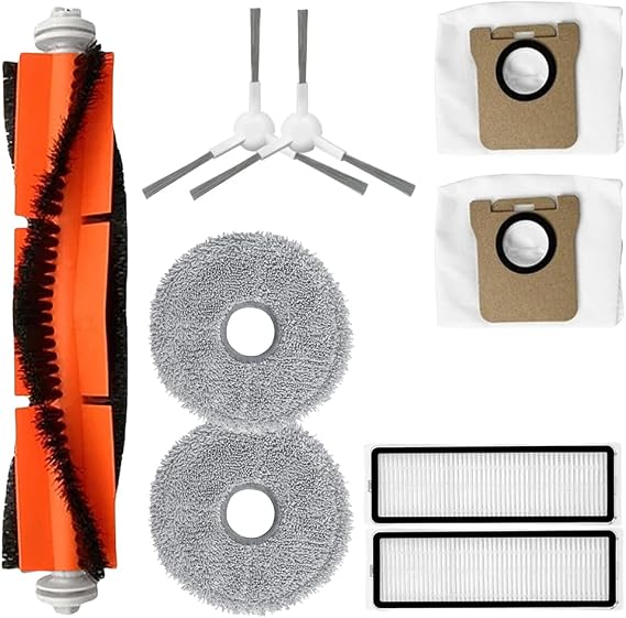 Generic Parts compatible with Xiaomi X20+X20Plus vacuum cleaner robot spare parts, main brush, side brush, dust bag, filter, Mop cloth accessories (I (9 PCS))
