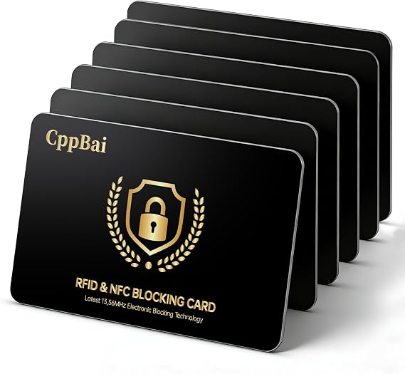RFID Blocking Card, 6 Pack Fuss Protection for Entire Wallet Shield, Credit Card Protector NFC Bank Debit Blocker, Identity Theft Prevention for Passport Travel Security