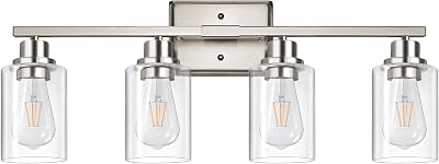 Unicozin 4 Light Vanity Lights Over Mirror with Clear Glass for Living Room Cabinet Bedroom Porch