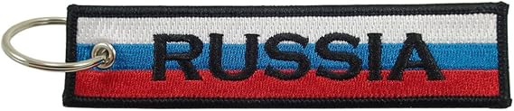 Russia Flag Key Chain, 100% Embroidered
