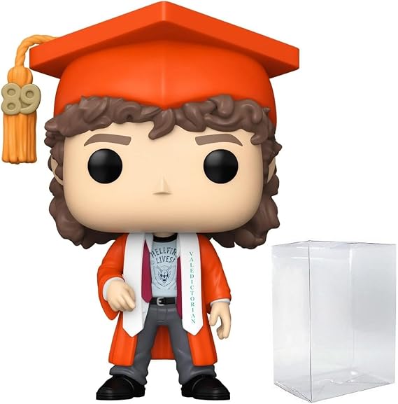 POP Funko TV:ストレンジャー・シングス - ダスティン・ヘンダーソン 卒業 シーズン5 ファンコ ビニールフィギュア 互換性のあるボックスプロテクターケース付き、マルチカラー、9.5 cm