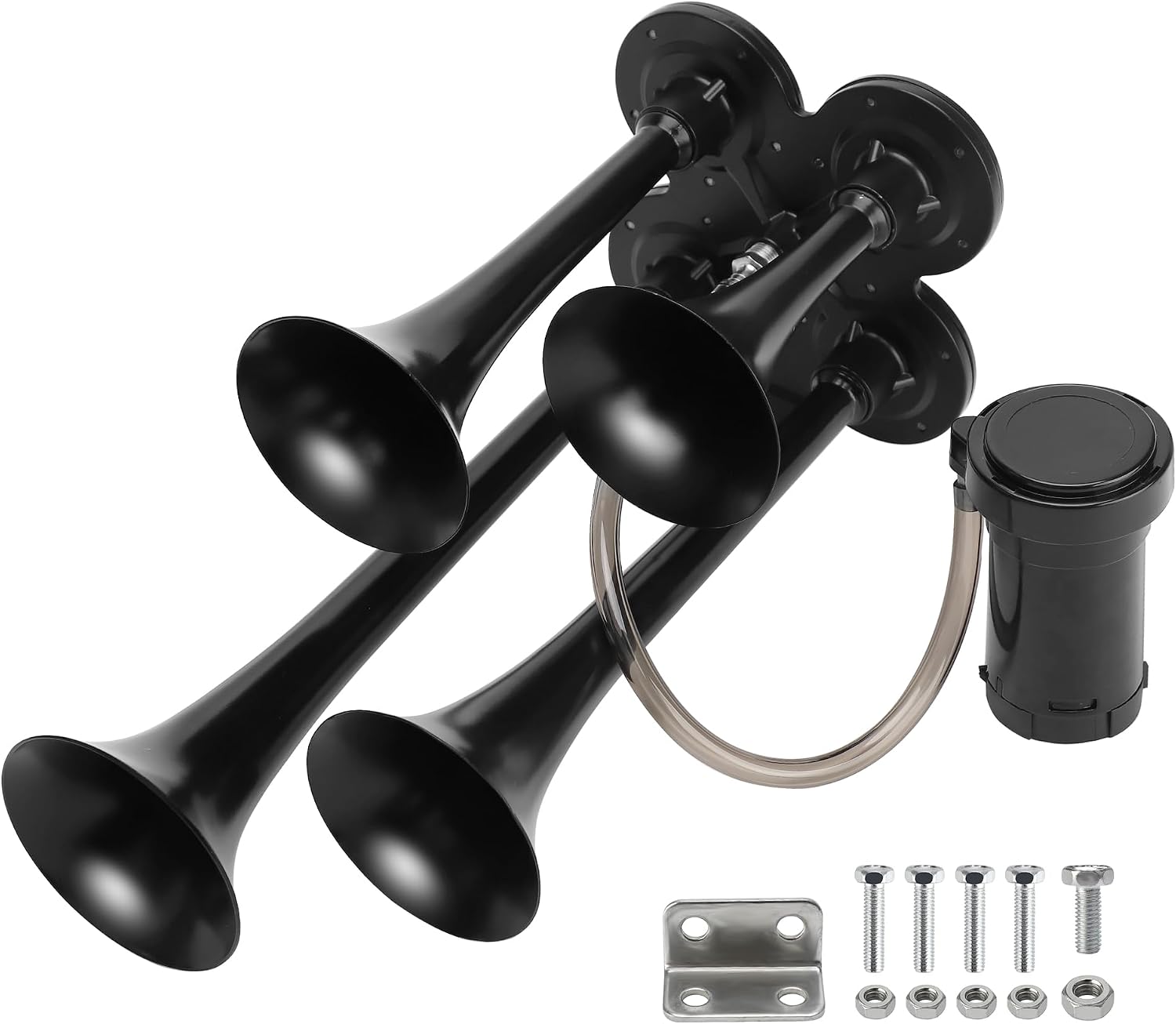 Train Air Horn 4 Speakers Horn 12V24V 150DB with Compressor Ultra Loud Truck Horn Universal for Pickup Truck Lorry Boat SUV Motorcycle and Other Vehicles