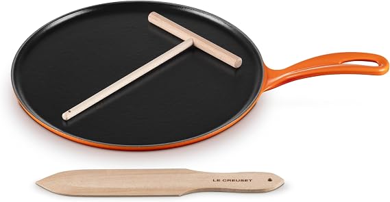 Le Creuset Enameled Cast Iron Traditional Round Crepe Pan, 10.25", Flame