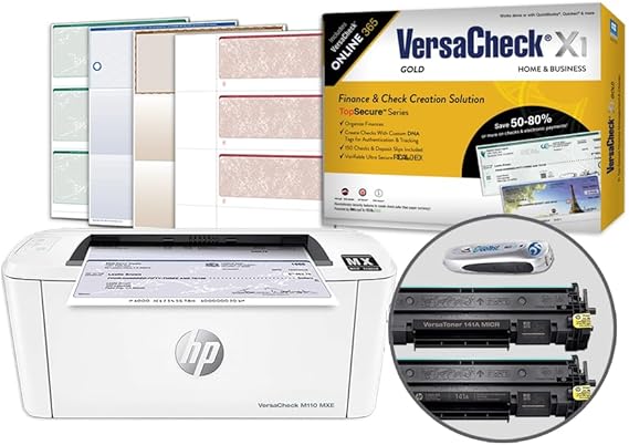 VersaCheck HP Laserjet M110 MXE MICR Check Printer X1 Gold Check Printing Software Bundle