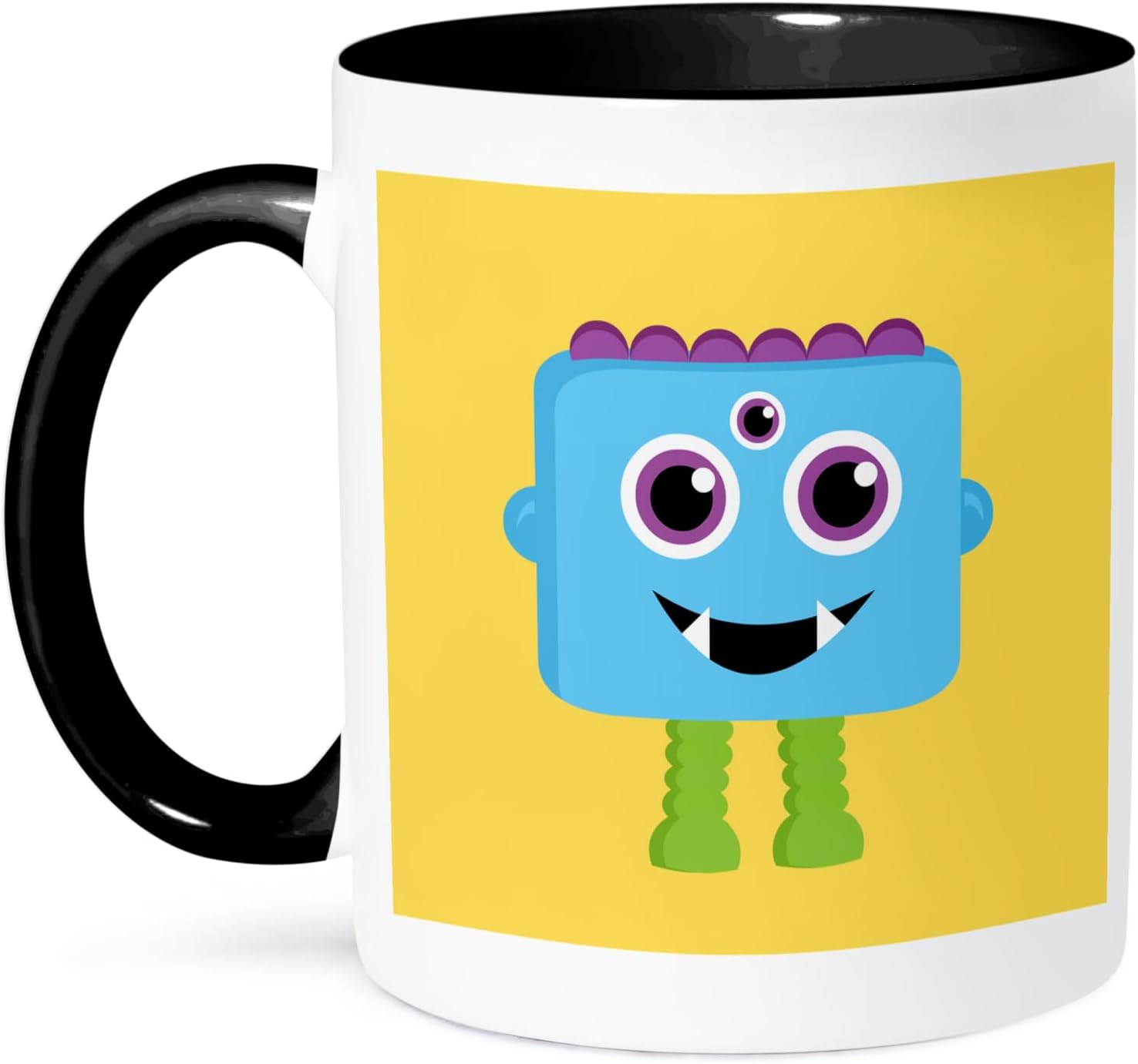 3dRose Monster Series Blue 11oz Two-Tone Black Mug