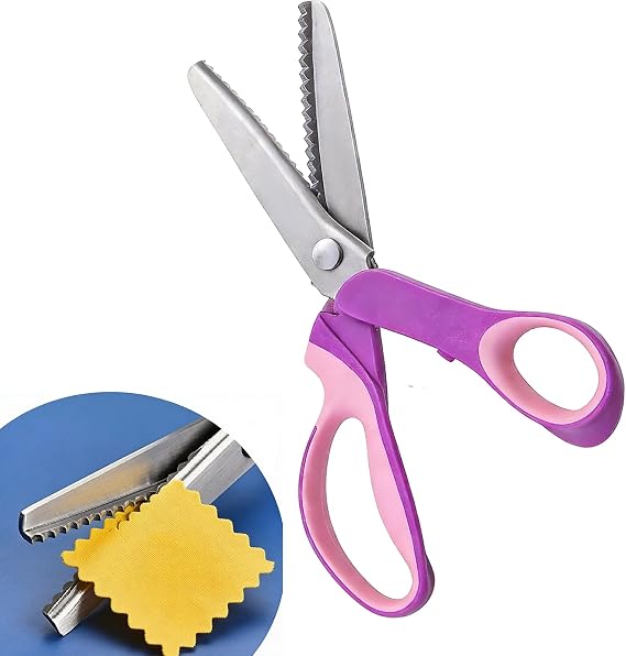 Pinking Shears for Fabric Cutting 9" Zig Zag Scissors for Lace Wig Sewing Scissors for Fabric Cutting Miter Shears