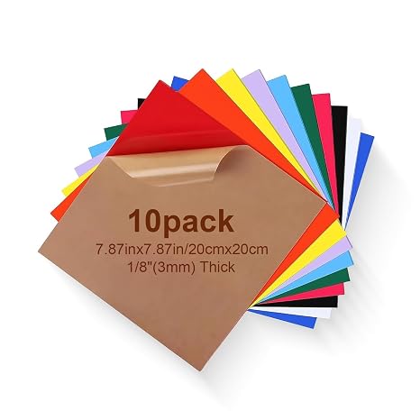 10 PCS Colored Acrylic Sheets, 200mm x 200mm Thick Plastic Sheet Acrylic Board for Laser Cutting Panel with Protective Paper for Crafts Diy Projects
