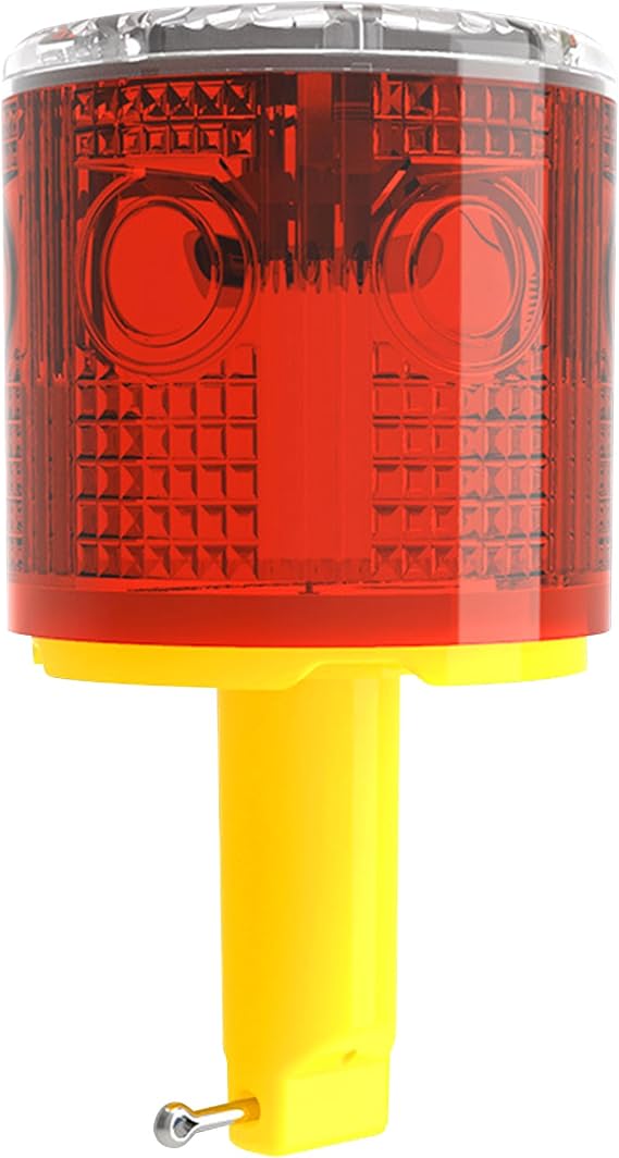 Solar Strobe Warning Light: Flashing Super Bright 360 Degree, Automatically Turn On&Off, Traffic Light Emergency Strobe Lightfor Construction, Dock, Marine,Crane Tower, Factory (Red)