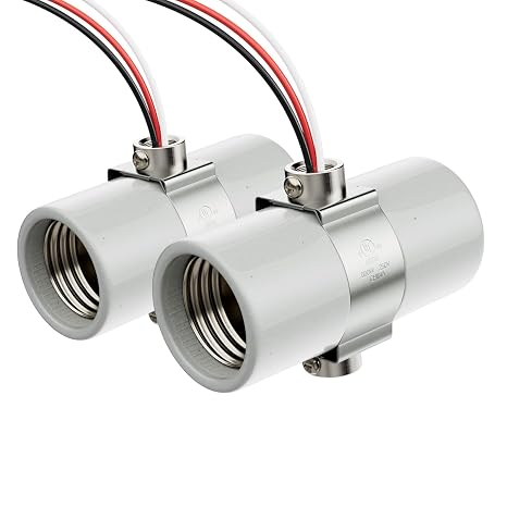 DiCUNO Dual Bulb Socket, UL Listed, E26 Porcelain Light Socket, 2-Pack