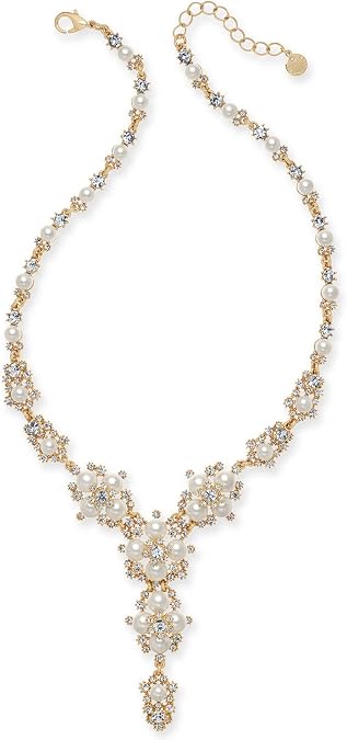 Charter Club Gold-Tone Crystal & Imitation Pearl Lariat Necklace, 40" + 2" Extender