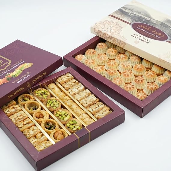 Zahret Nablus Premium Sweets Bundle – Assorted Baklava 330g & Arabian Maamoul with Dates 420g