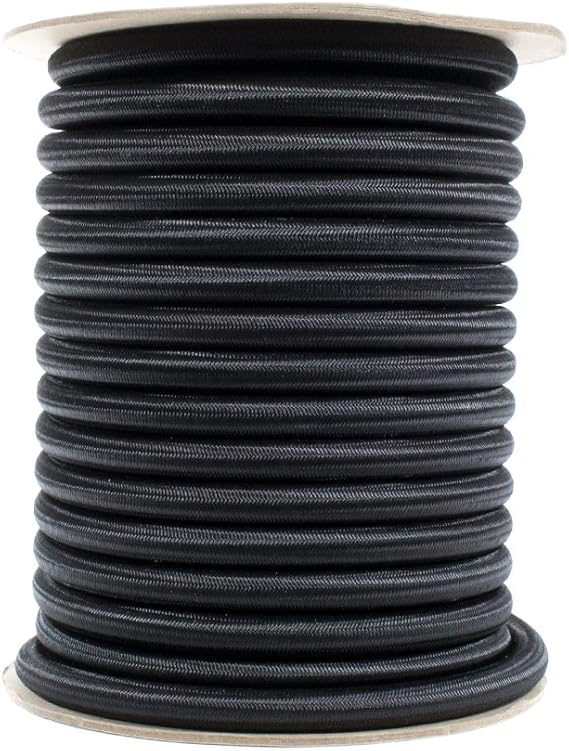 PARACORD PLANET 1/2, 1/4", 1/8, 3/8, 5/8, 1/16, 3/16, 5/16, 1/32 and 2.5mm Black Shock Cord Elastic Bungee Nylon Crafting Stretch Made in USA