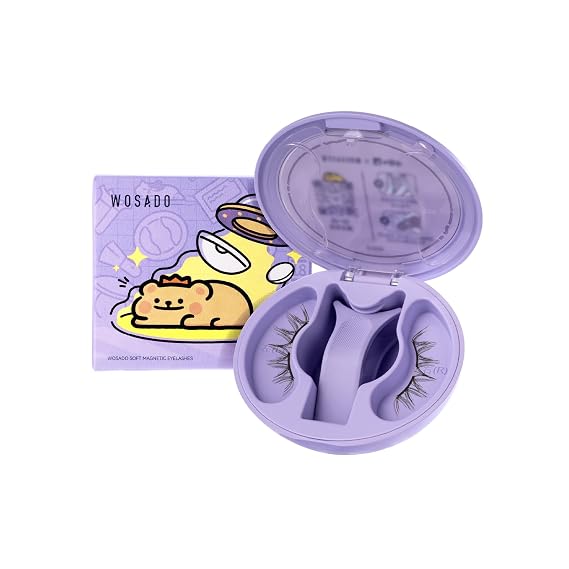 WOSADOBearisBug [No.12 Iris Black] 21.5mm Soft Magnetic Eyelashes Kit with Applicator, Reusable Glue-free Magnetic Lashes, Cruelty-free False Lashes, Waterproof, Lightweight, Suit for Heavy Makeup