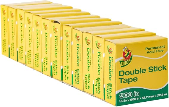 Duck Permanent Double Stick Tape Refill Pack, 12 Rolls, Each Roll 1/2-Inch x 900-Inch, Clear (286162)