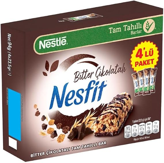 Nestlé Nesfit Dark Chocolate Full Grain Bar 4’ Pack, 4x23.5 Gr