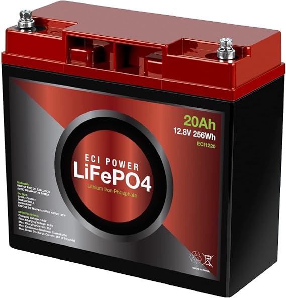 12V 20Ah Lithium LiFePO4 Deep Cycle Rechargeable Battery | 2000-5000 Life Cycles & 10-Year Lifetime | Built-in BMS | Perfect for RV, Solar, Marine, Overland, Off-Grid Applications