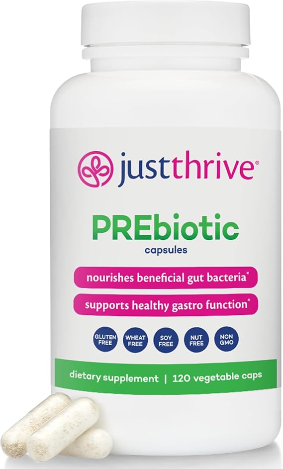 Just Thrive PREbiotic Capsules for Digestive, Gut & Immune Health Support | 120 capsules, Prebiotic blend supports digestive balance, gut health and healthy immune function for daily wellness