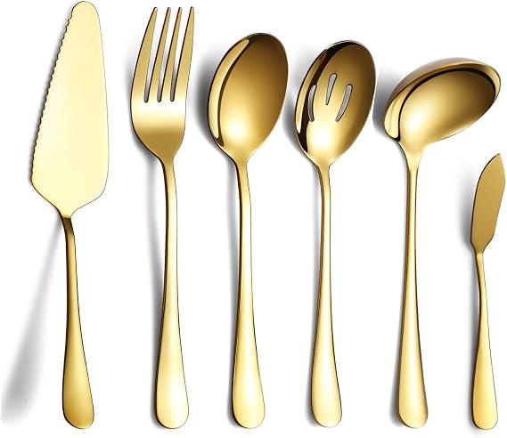 Homquen 30-Piece Cutlery Set 6-Piece Serving Set - Black/Gold/Copper/Rainbow