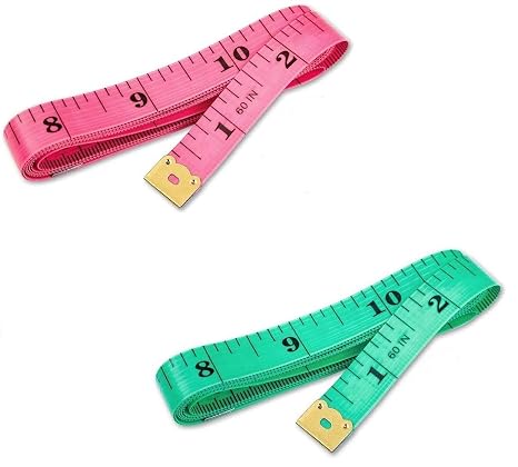 Tape Measure body-Measuring tape Body measurement-Soft measurement Tape for sewing tailoring crafting clothing 2-Sided-60 Inches150 cm-measure tool-Multi Colour & Pack (Red & White) (GREEN & PINK)