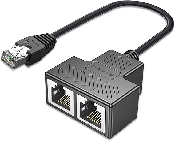 AKWOR Ethernet Splitter 1 to 2, RJ45 Network Splitter Starlink Ethernet Adapter, LAN Internet Cable Adapter for Cat 5/5e/6/7/8 Cable(One Port Works at a Time)