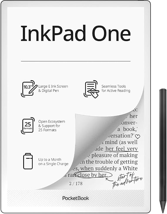 Pocketbook InkPad One E‑Reader 10.3 Inch E‑Ink Mobius Display 32 GB Stylus Support Bluetooth SMARTlight Matte Black - DE/at/CH Version