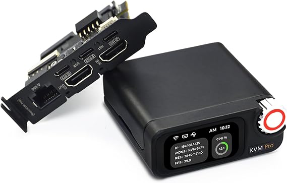 Sipeed NanoKVM-Pro 4K IP-KVM Remote Control Operations Maintenance Server, 1GB LPDDR4x RAM 32G eMMC, Dual System Switch Gbe Ethernet, 4K HDMI Video Loopout Capturer (Desk,ETH & WiFi & PoE,no LED)