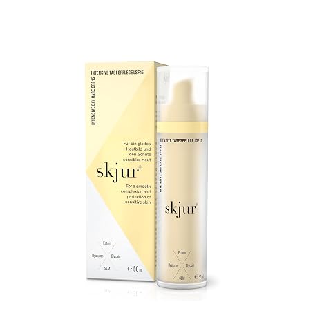 Skjur intensive Tagespflege mit LSF 15 - Moisturizer Face Care - Gesichtscreme Damen - Gesichtspflege mit Ectoin Glycoin Hyaluron SLM & Zinkoxid - Tagescreme Gesicht - vegane Skincare (50ml)