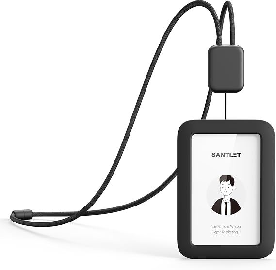 SANTLET Lanyards for ID Badges Holder, Soft Silicone, Retractable Cord