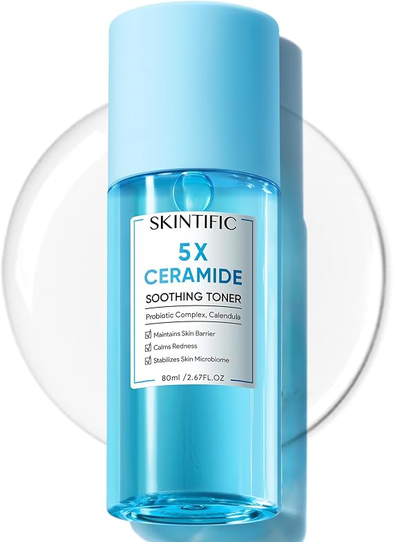 SKINTIFIC 5X Ceramide Soothing Toner, Soothing Barrier Repair | Hydrates, calms redness, with probiotics & calendula, alcohol-free, vegan, cruelty-free, for sensitive dry skin