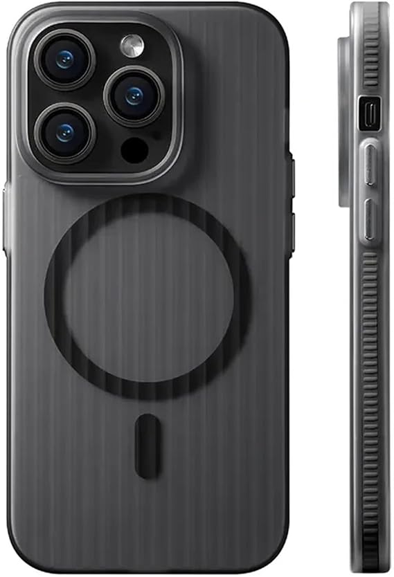 Coverzone iPhone 14 Pro ile uyumlu Kılıf Kamera Koruma Çıkıntılı Magsafe ile uyumlu Şeffaf Transparan Tırtıklı Kenar Geometrik Summer iPhone 14 Pro ile uyumlu Kılıf (Black, iPhone 15)