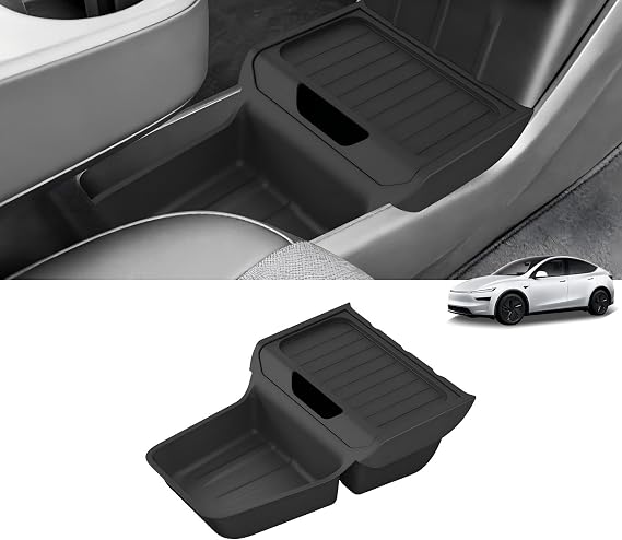 Lower Center Console for Tesla Model Y Standard Version 2026 2025, Lower Storage Organizer Accessories Interior Storage Insert Tray TPE Black Not for Premium/Performance