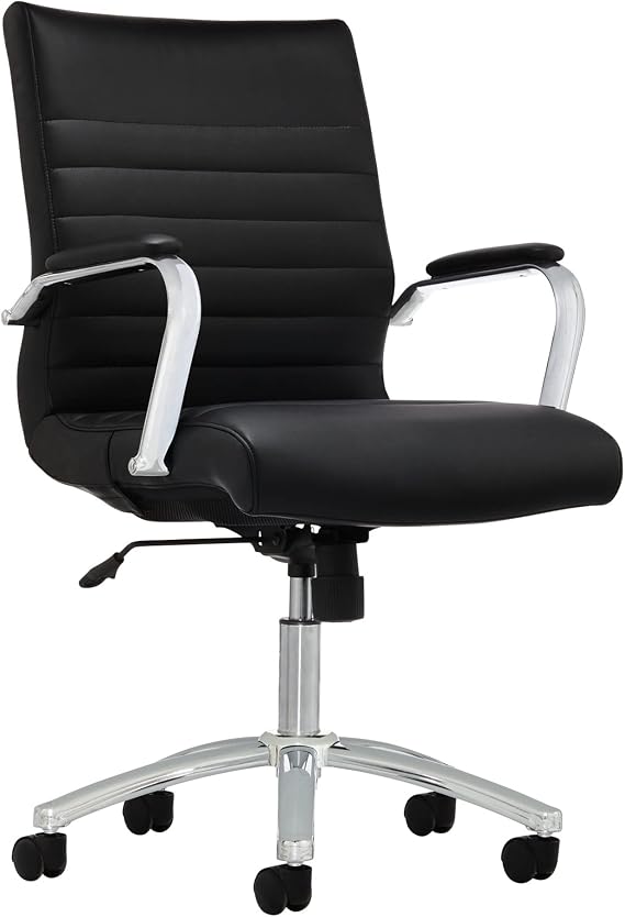 Realspace Modern Comfort Series Winsley Bonded Leather Mid-Back Chair, Black