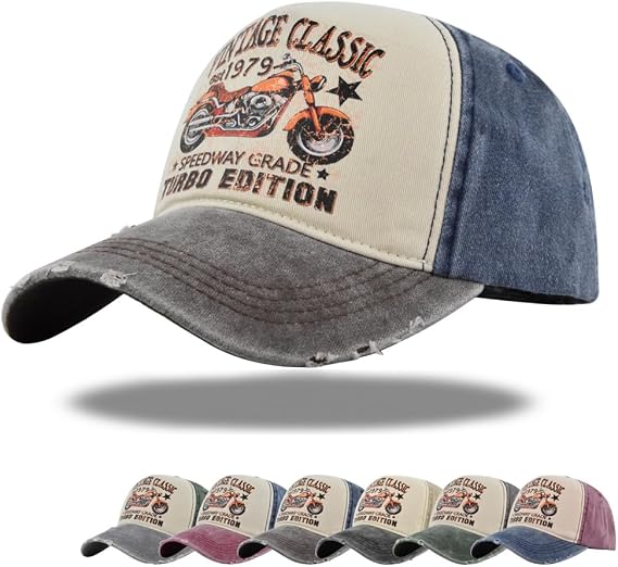 YULOONG Vintage Baseball Cap Classic Retro Outdoor Sports Cap Motorcycle Sun Hat 100% Cotton for Man Women