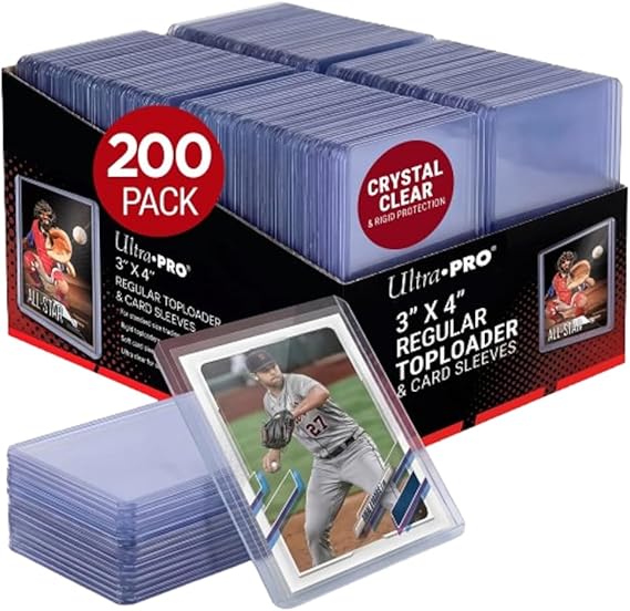 Ultra Pro 3" x 4" Clear Regular Toploader & Card Sleeves Bundle, 200 Pack