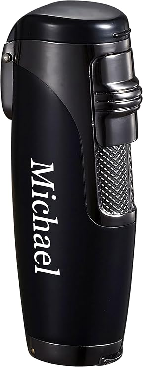 Personalized Visol Triad Black Matte Triple Torch Cigar Flame Lighter with Free Engraving