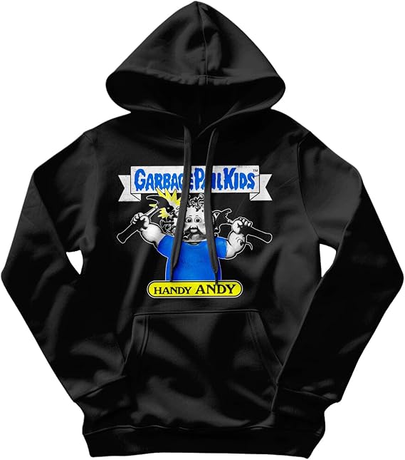 Garbage Pail Kids Officially Licensed Handy Andy Hoodie (Black), X-Large