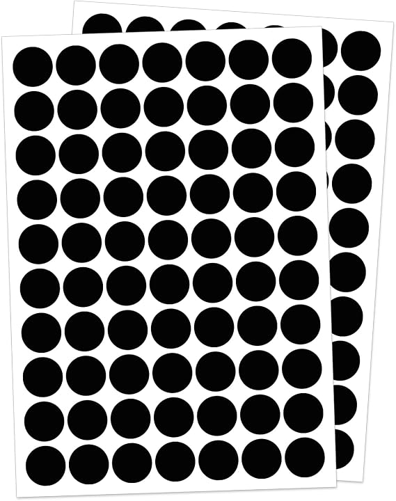1" Black Dot Stickers 1050 PCS Circle Round Colored Coding Label
