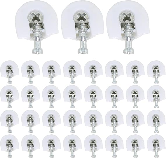 35PCS 21x20x10mm White Shelf Support Bracket Threaded Cam Lock Shelf Support Bracket Closet Furniture Stud Pin with Screw for Cabinet Closet Wardrobe Desk