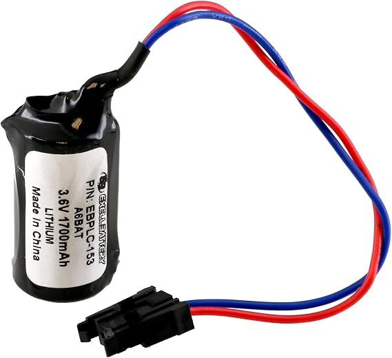 PLC Lithium 3.6V 2100mAh Battery, Replaces A1FX CPU Robot Control, A1S, A2S, A2S Series, A6BAT, Eternacell B9670MC, Hitachi H Series PLCS, Maxell ER17/33WKP, Exell Battery EBPLC-153