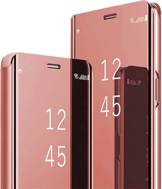 Samsung Galaxy S25 Ultra対応 ケース フリップレザーカバー クリア Sビュー ミラー 耐衝撃カバー キックスタンド付き 傷防止 保護電話ケースカバー Samsung S25 Ultra 5G用ローズゴールド